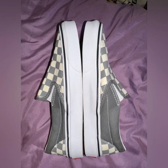 Vans Classic Slip-On sneakers pewter and true white checkerboard colorway Sz 7.5 - Picture 10 of 11